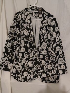 Robert Louis Black and White Floral Blazer